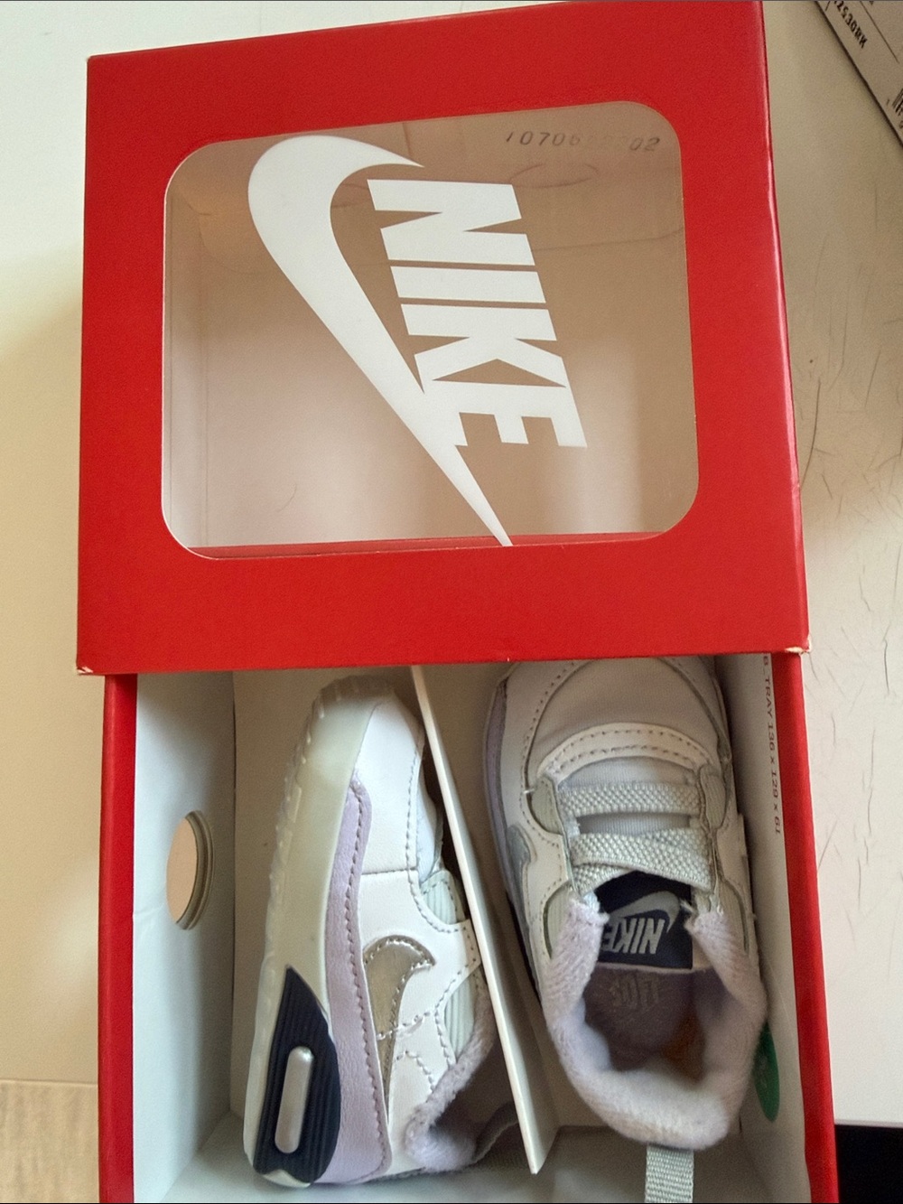 Nike infant White and Light Purple Low-Top Sneakers